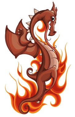 Dragon in fire clipart