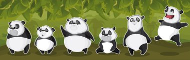 Pandas in the jungle clipart