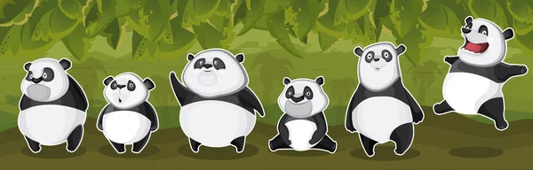 Pandas na selva — Vetor de Stock