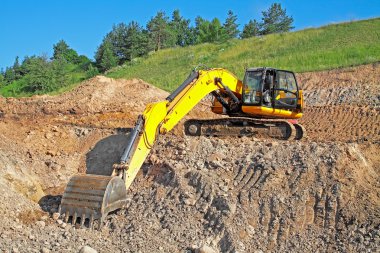 Backhoe loader loading dumper clipart