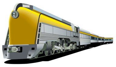 Yellow old-fashioned train clipart