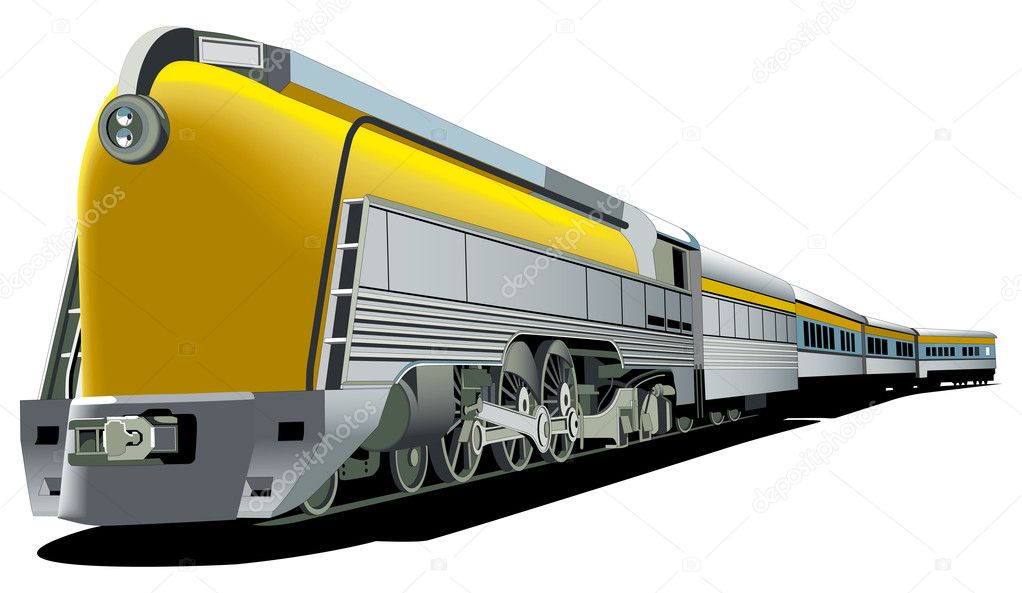 Yellow old-fashioned train