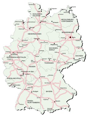 Germany autobahn map clipart