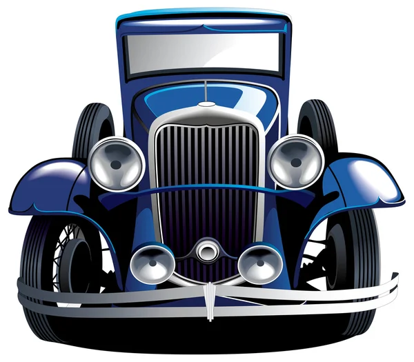 Azul carro vintage — Vetor de Stock