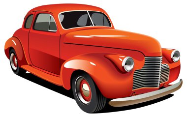 Red old-fashioned hot rod clipart