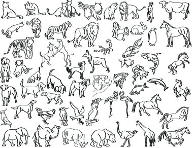 Sketches of animals clipart