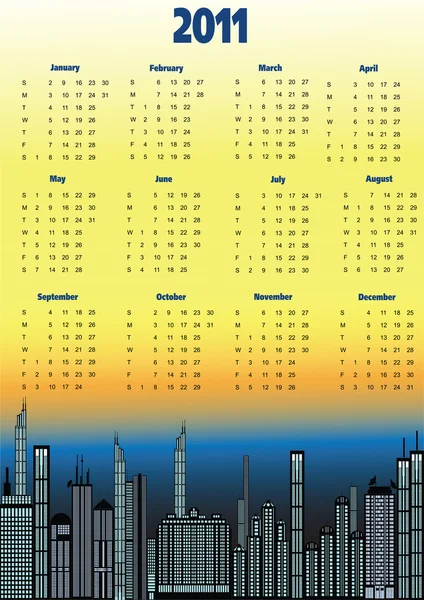 Calendario 2011. Urbano — Archivo Imágenes Vectoriales