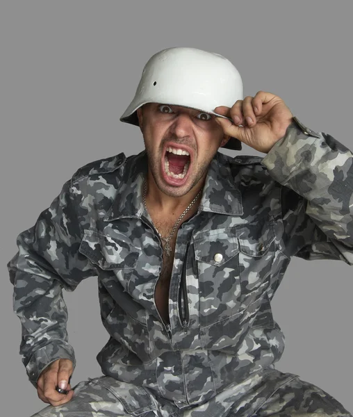 stock image Shout of the soldier