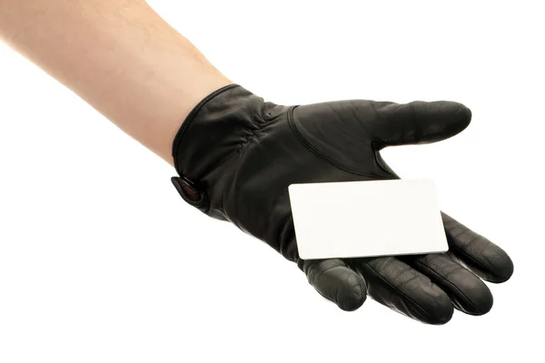Cartão branco na palma da mão — Fotografia de Stock
