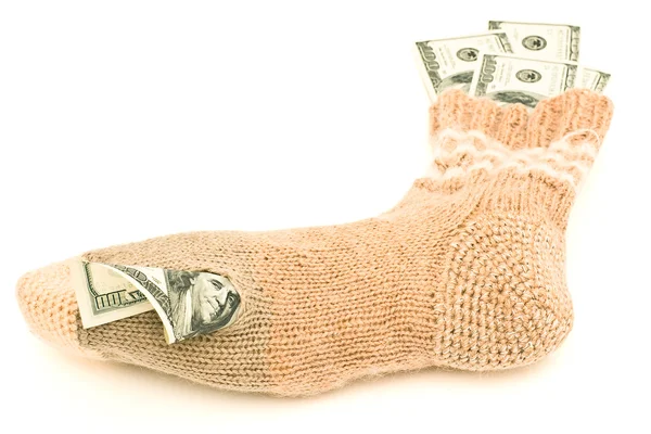 Dollar in der Socke — Stockfoto