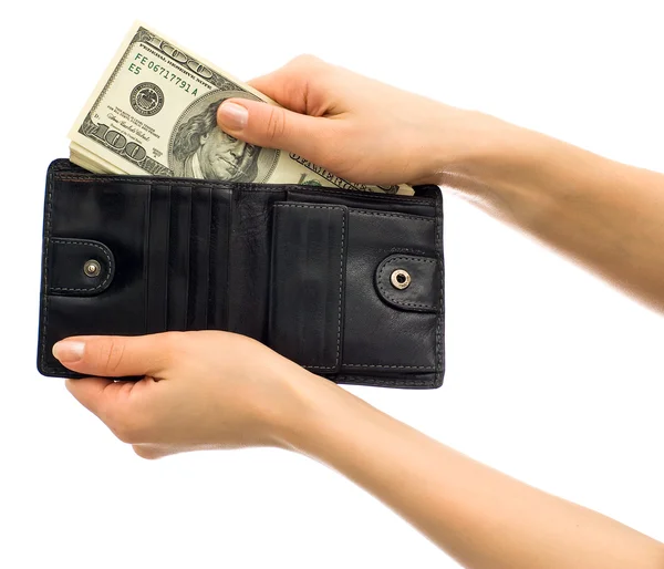 Händer med plånbok — Stockfoto