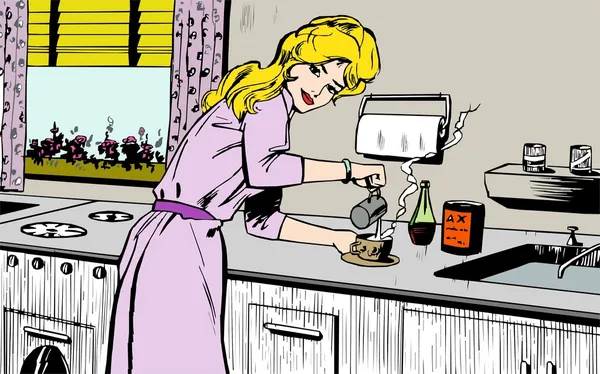 Kvinna matlagning hemma — Stockfoto