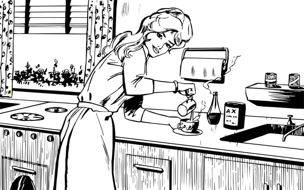 Женщина готовит дома — стоковое фото