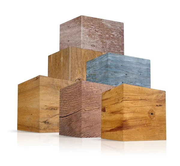 Kostky v různých druhů dřeva — Stock fotografie