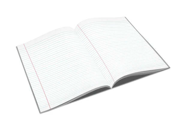3d ilustración de cuaderno forrado sobre un fondo blanco —  Fotos de Stock