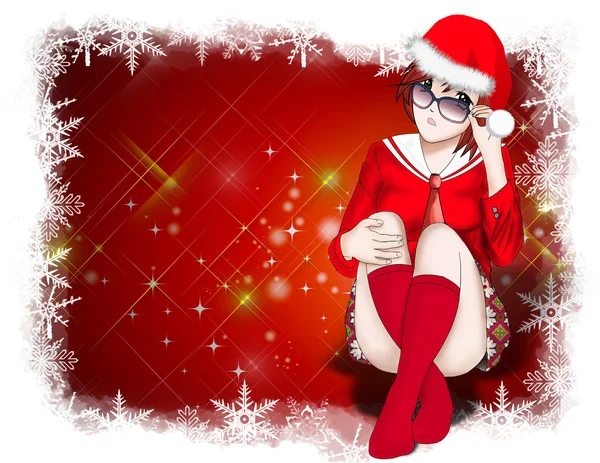 サンタ クロースの女性背景、クリスマス カード — ストック写真