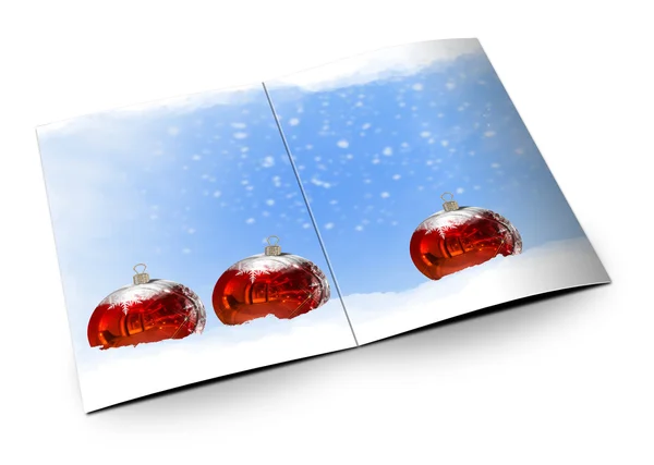 3D renderizar la tarjeta de Navidad sobre un fondo blanco — Foto de Stock