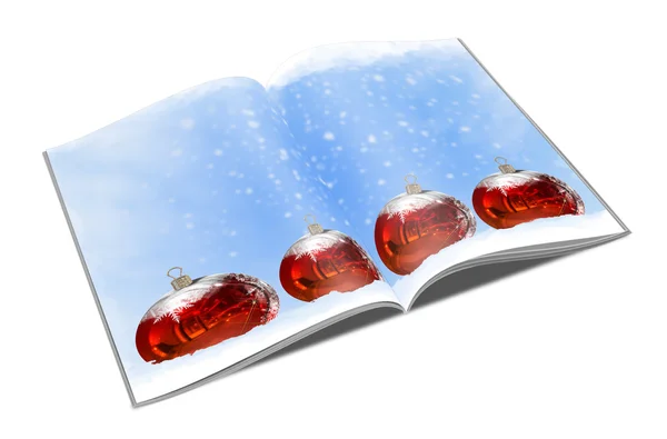 3D render karácsonyi könyv fehér alapon — Stock Fotó