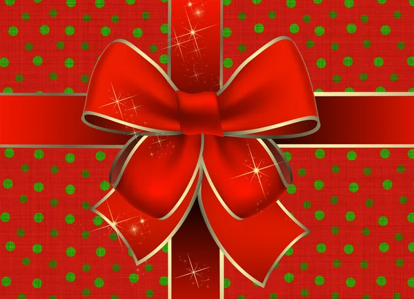 Pacchetto regalo di Natale con fiocco rosso — Foto Stock