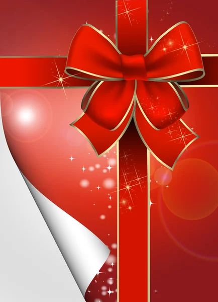 Karácsonyi ajándék csomag, egy piros íj — Stock Fotó