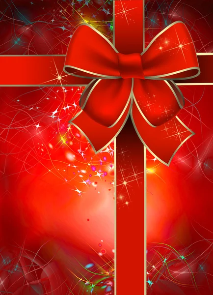 Pacote de presente de Natal com um arco vermelho — Fotografia de Stock