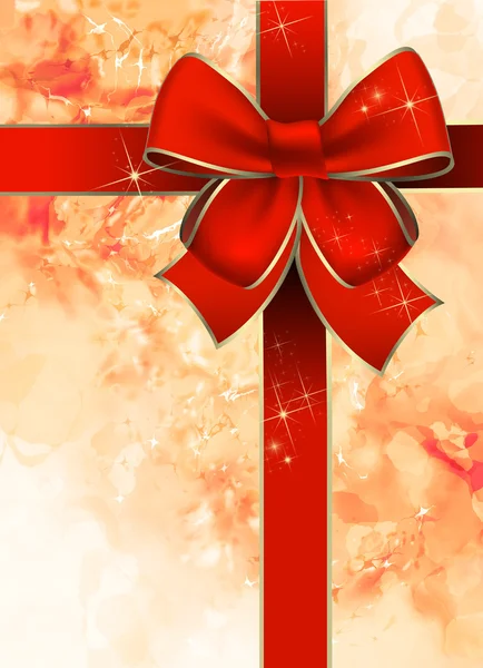 Pakiet bożonarodzeniowy prezent z kokardą czerwony — Zdjęcie stockowe