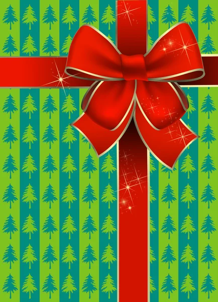 Kerst cadeau arrangement met een rode strik — Stockfoto