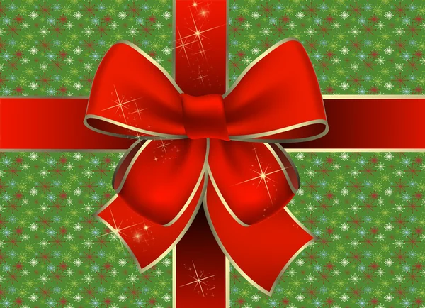 Pacchetto regalo di Natale con fiocco rosso — Foto Stock