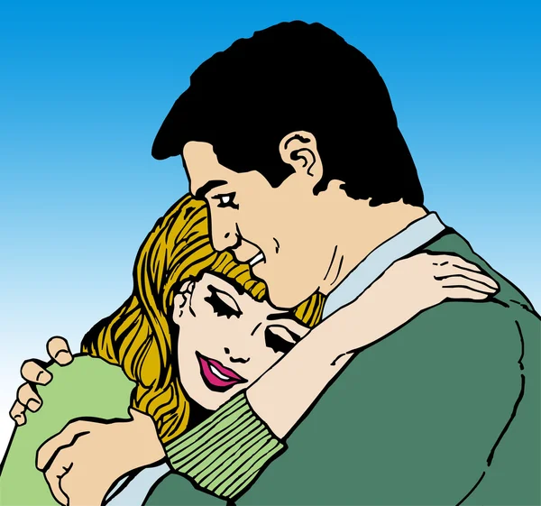 在爱情的年轻夫妇的插图 — 图库照片
