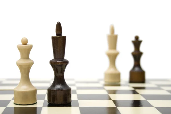 Chess queen and king - interracial marriage concept — Stock Photo, Image