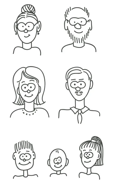 漫画の家族の肖像画 — ストックベクタ