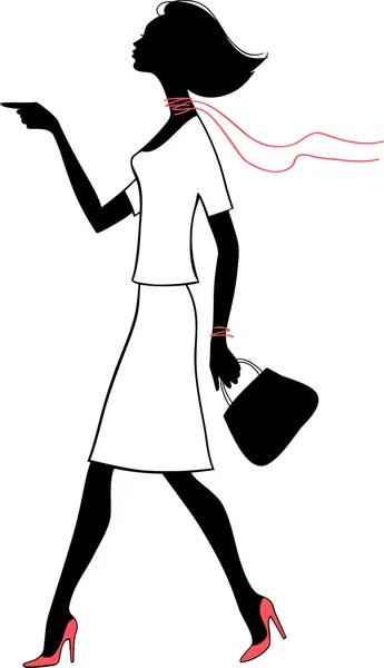 Silhouette donna di bellezza con borsa — Vettoriale Stock