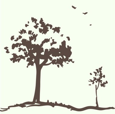 ağaçları ile kart tasarımı