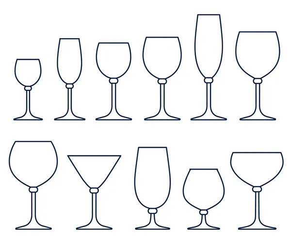 Set of glasses for alcoholic drinks — Stock Vector