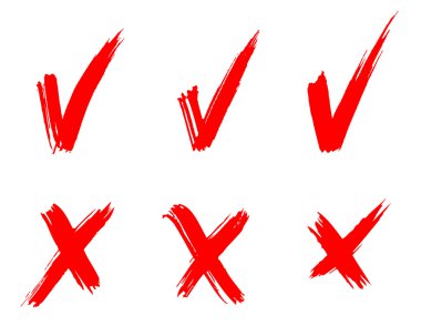 Set of red painted ticks clipart
