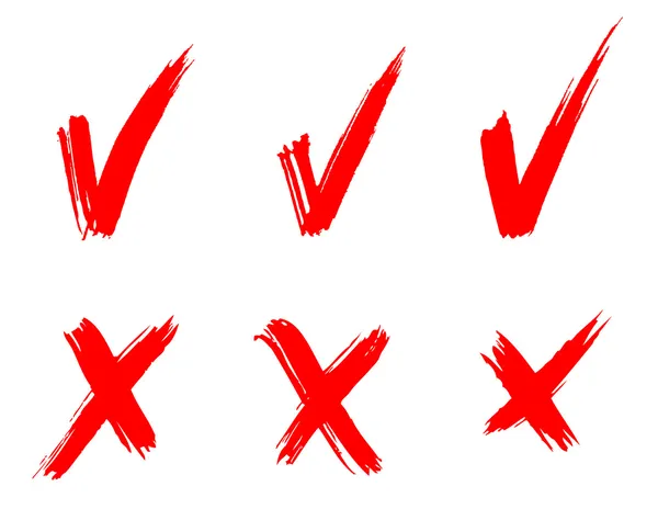 Sada červených malovaných značek — Stockový vektor