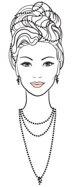 Beautiful young woman. Vector portrait clipart