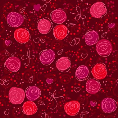 Seamless floral red vector background clipart