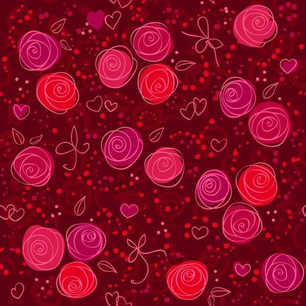 シームレスな花赤ベクトルの背景 — ストックベクタ