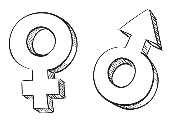 Manliga och kvinnliga symboler — Stock vektor