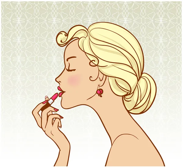 Pin-up avec rouge à lèvres — Image vectorielle