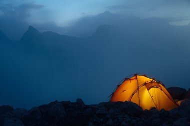 Evening in the Caucasus mountains clipart