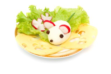 Mouse egg at breakfast for your baby clipart