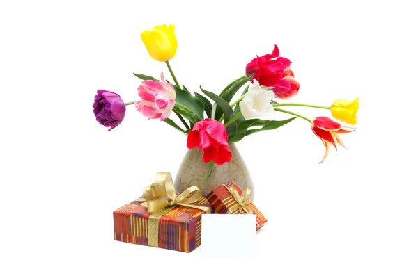 Bukiet tulipanów w wazonie — Zdjęcie stockowe