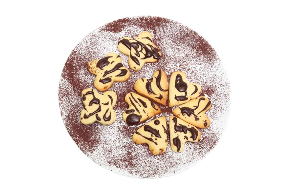 Homemade cookie met chocolade op wit wordt geïsoleerd — Stockfoto