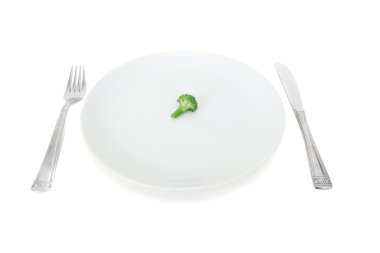 benim diyet, beyaz bir tabak brokoli