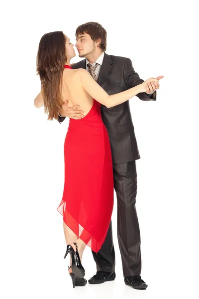 Appassionato di danza coppie innamorate isolato su bianco — Foto Stock