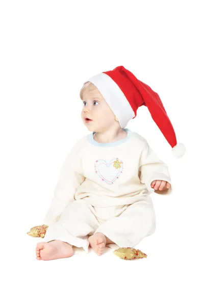 Baby girl under the Christmas tree — Stock Photo, Image