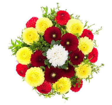 Colorful bouquet of autumn flowers, view from above clipart