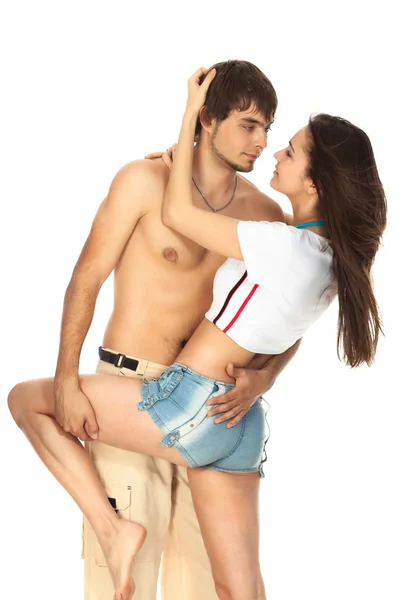 Seksi genç çift öpücük önce — Stok fotoğraf